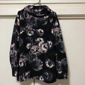 Cuddl Duds, long sleeve, cowl neck, black fleece w/pockets tunic, size 1X